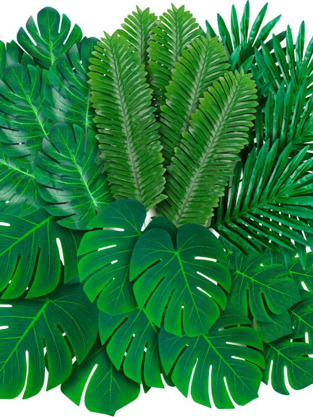 108 Pack Palm Leaves Artificial Tropical Monstera - 6 Kinds Large Small Green Fa